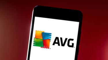 AVG logo displayed on a smartphone