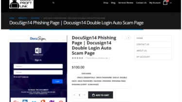 Purchase page for a DocuSign template from the BulletProofLinks site 