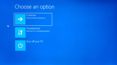Screenshot showing Windows 11&#039;s recovery menu