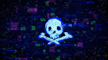 An abstract image showing a skull over a pixelated background to symbolise a cyber security vulnerability