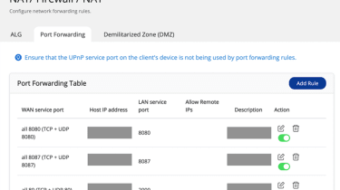 Screenshot of router dashboard with instructions on how to disable port forwarding