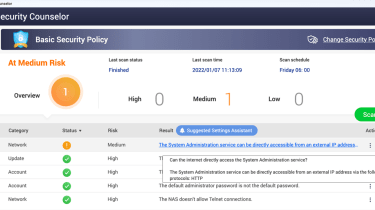 Screenshot of QNAP dashboard