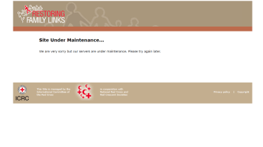 The Red Cross Restoring Family Links programme website displayed as being under maintenance following a cyber attack