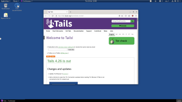 A screenshot of the TAILS Linux desktop
