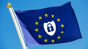Flag of European Union with lock symbol 