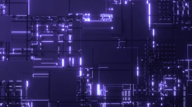 Purple abstract quantum computing concept image