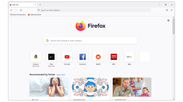 A screenshot of Firefox&#039;s main home screen