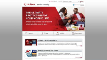 McAfee Mobile Security&#039;s homepage