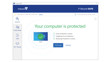 A screenshot of the F-Secure Safe main dashboard