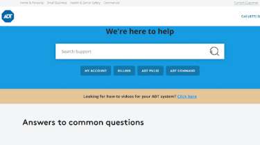 ADT&#039;s support webpage
