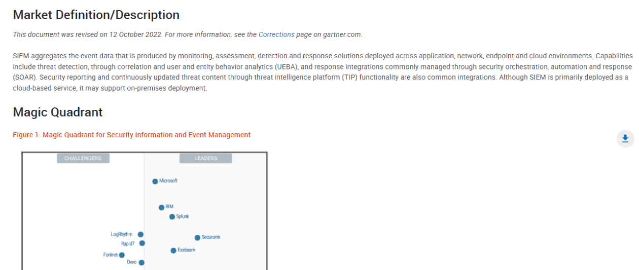 2022 magic quadrant for security information and event management (siem)