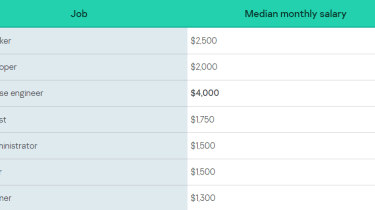 Median monthly IT salaries on the dark web