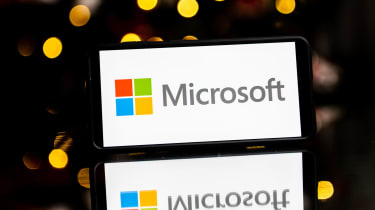 Microsoft logo seen displayed on a smartphone
