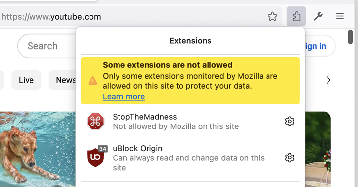 new mozilla feature blocks risky add ons on specific websites to